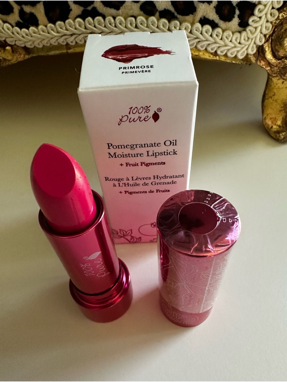 100% Pure Primrose Pomegranate Oil Moisture Lipstick — Bright Pink